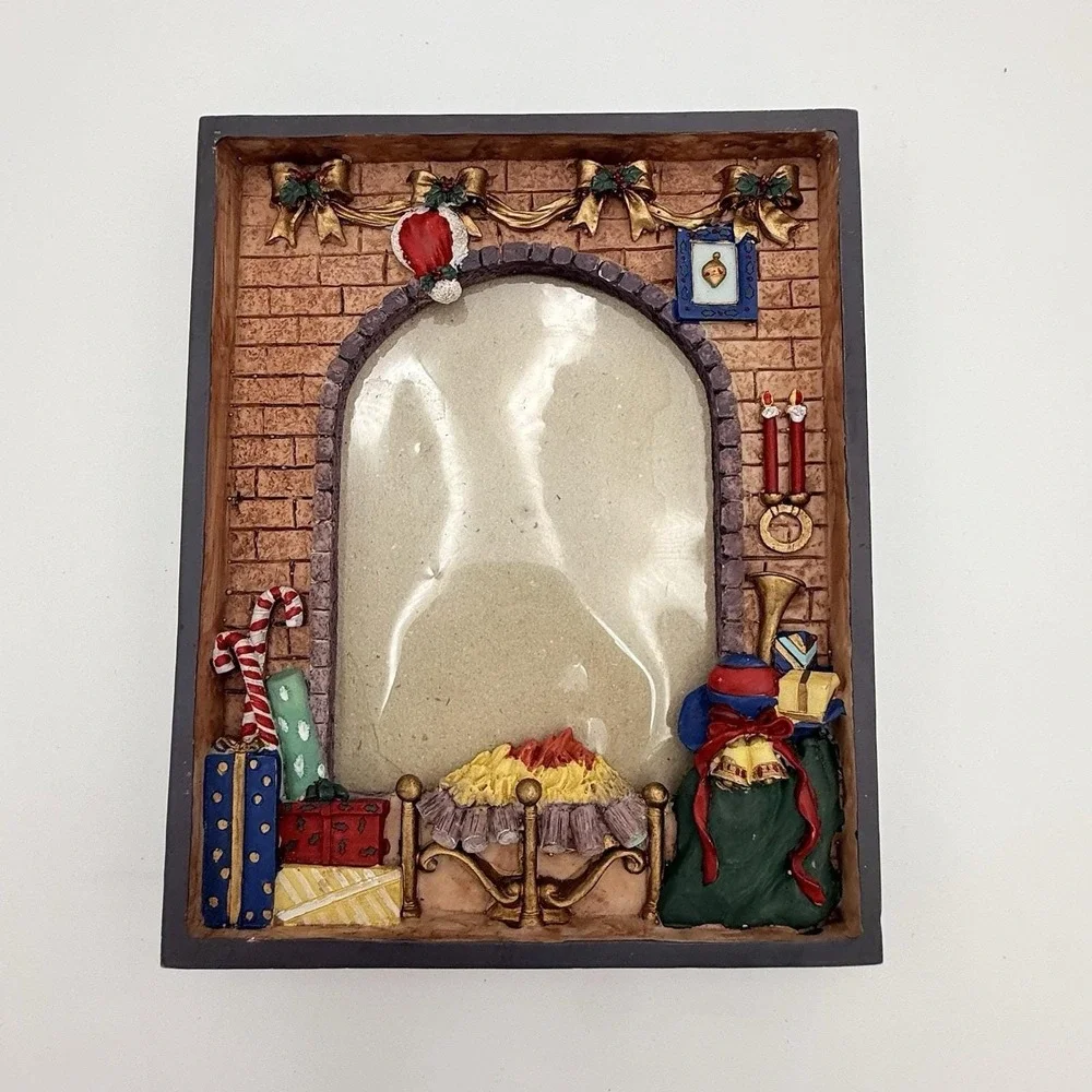 Christmas 3D Heavy Photo Picture Frame Resin Hold 4x6 Fireplace Santa Toy Decor